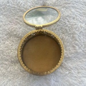 Vintage 24K Gold-Plated Round Ormolu Glass Jewelry Casket | Regency